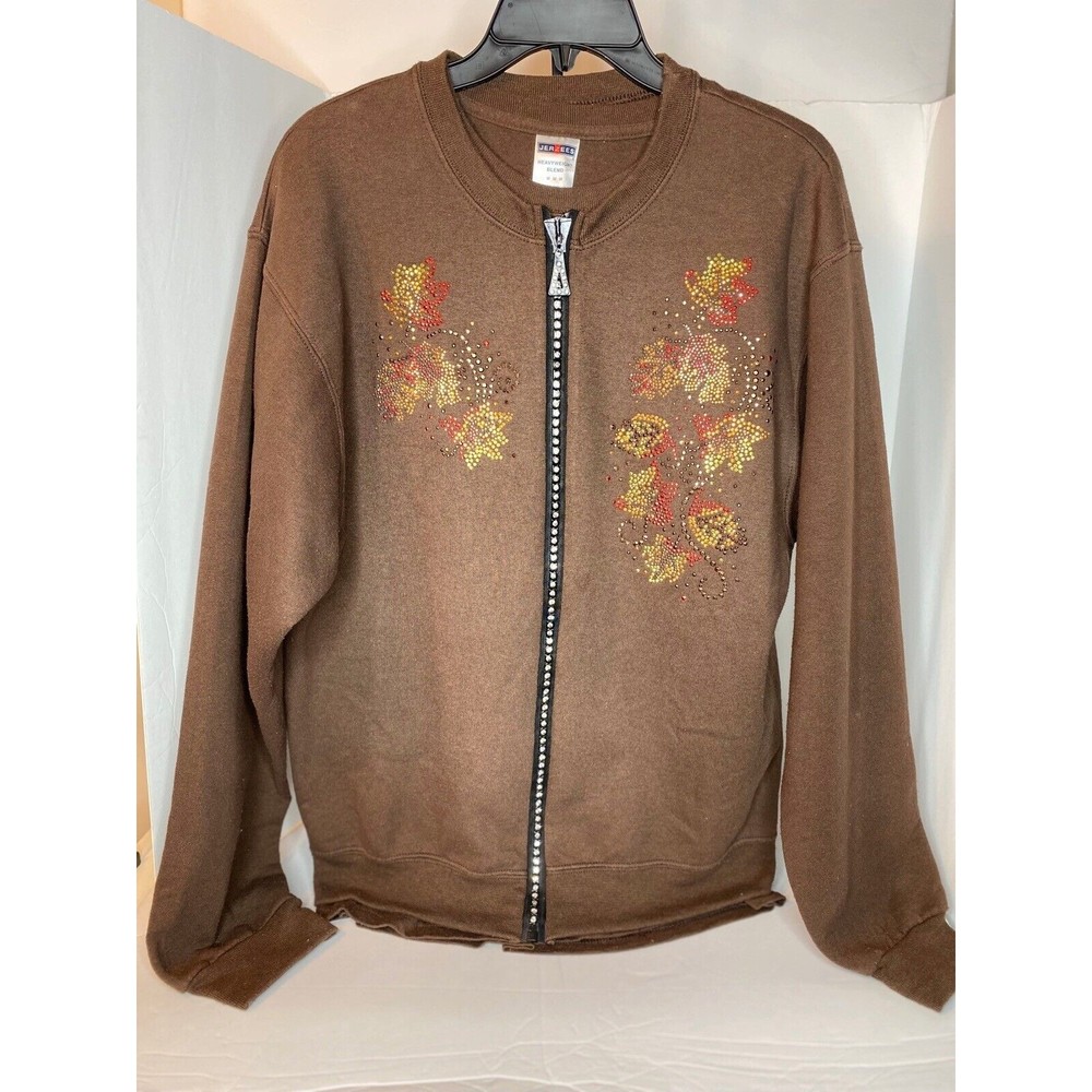 Jerzees Woman Rhinestones Fall Leaves  Jacket & Shirt Size M